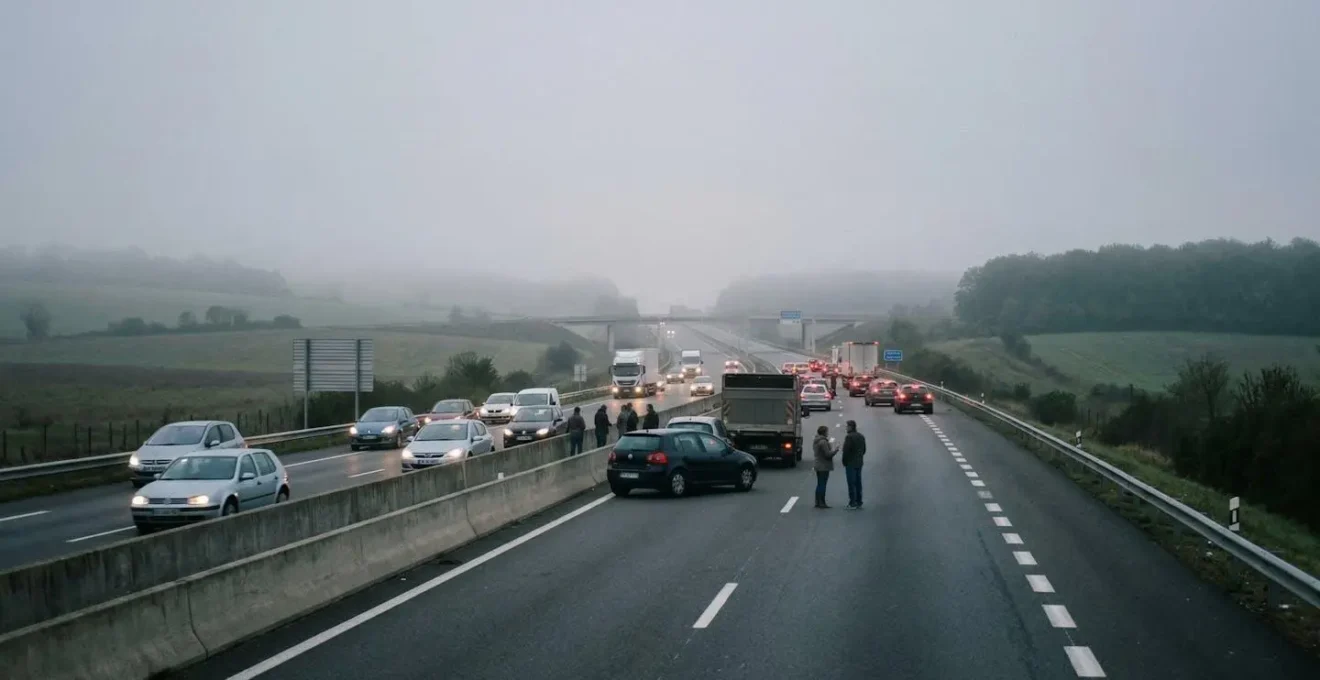 Accident en chaîne sur autoroute française nécessitant plusieurs constats papier