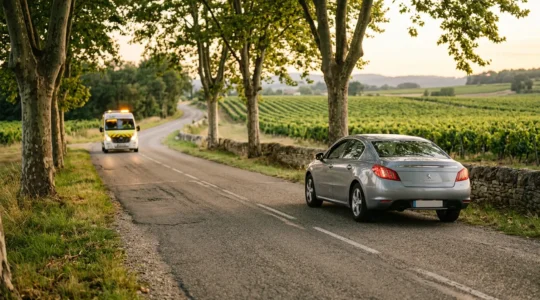 Assistance automobile pour voiture ancienne sur route de campagne française