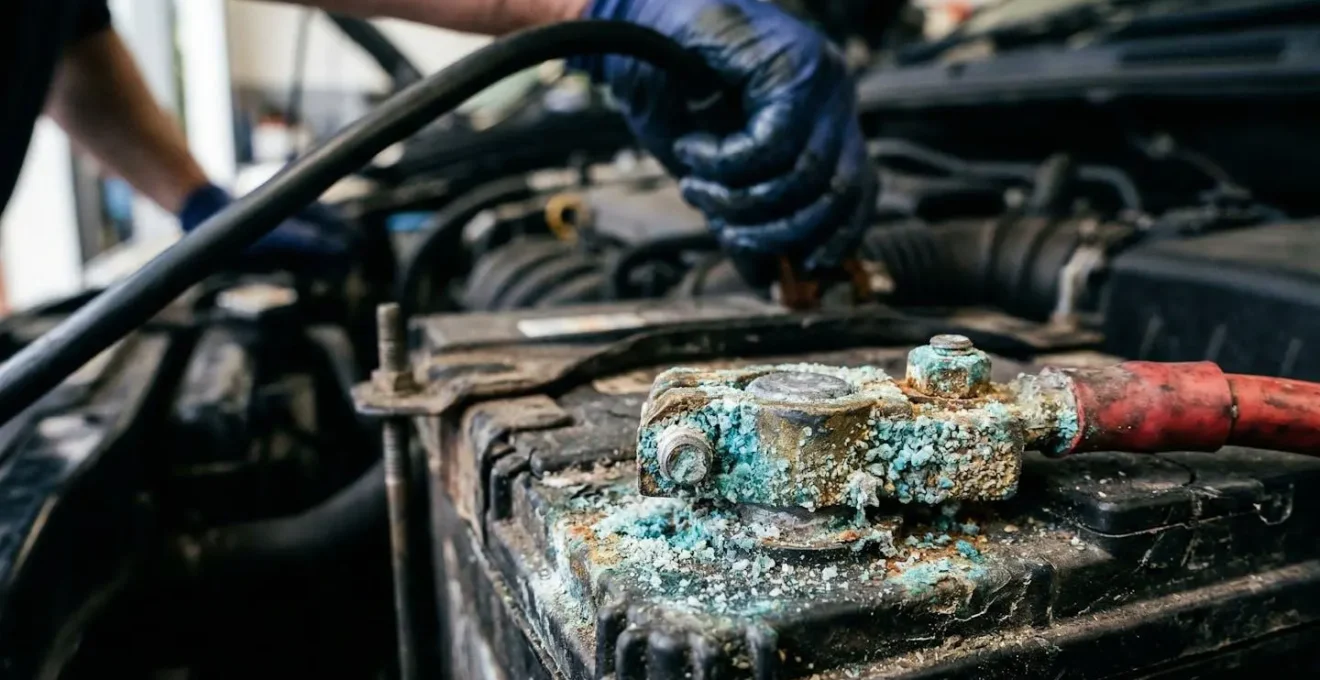 Intervention de dépannage sur batterie de voiture ancienne en milieu urbain
