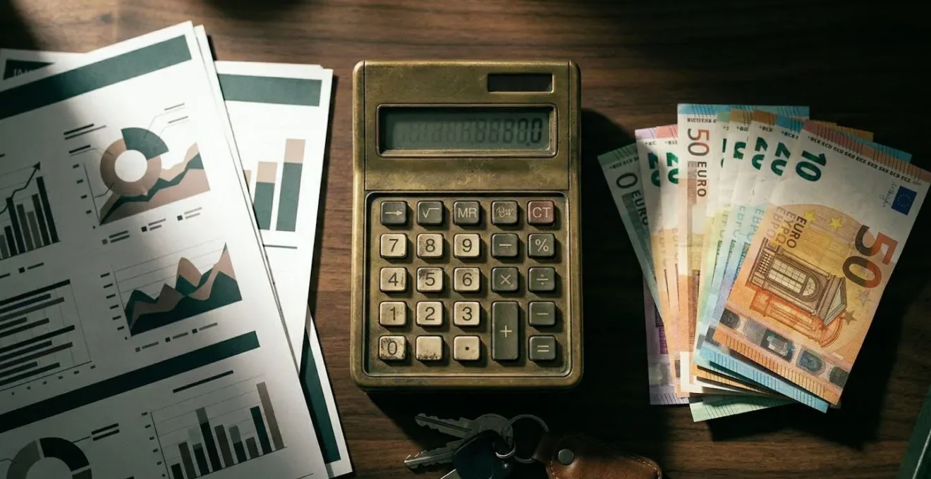 Calculatrice et documents d'assurance illustrant l'impact financier du malus