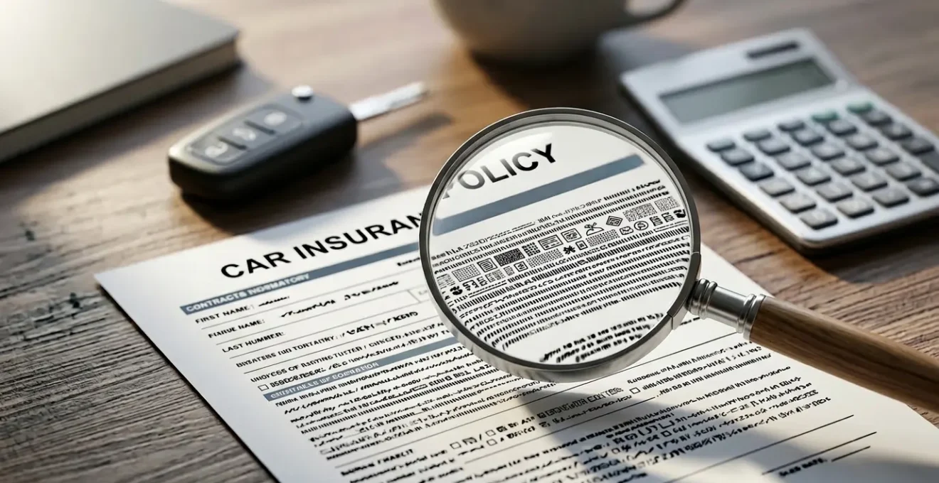 Analyse détaillée d'un devis d'assurance automobile avec une loupe révélant les détails cachés