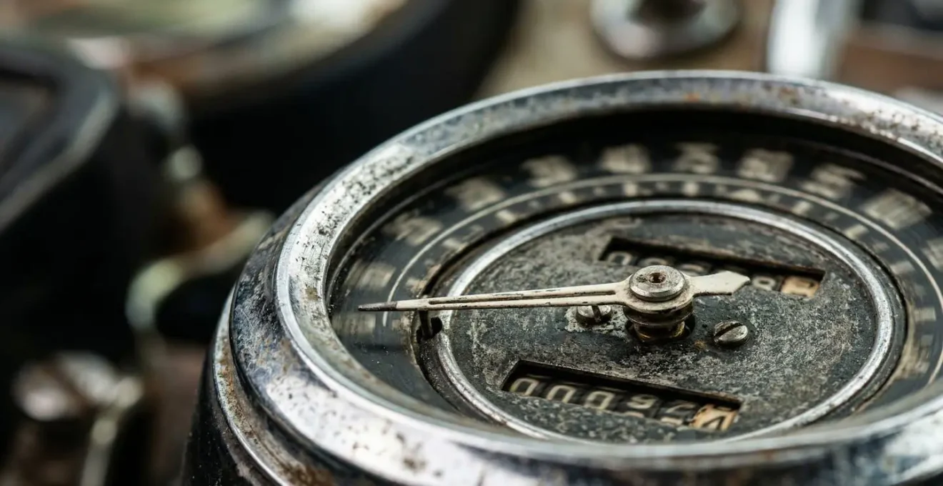 Compteur kilométrique de voiture avec cadran circulaire et aiguille