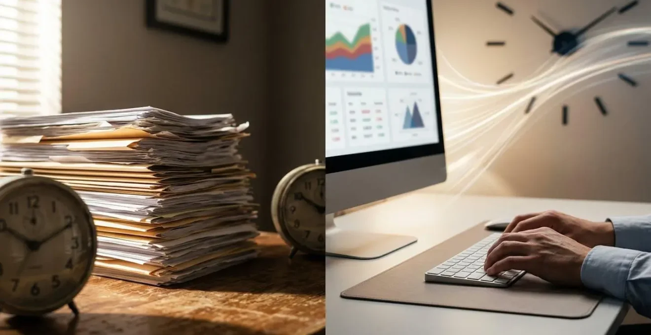 Gestionnaire d'assurance traitant rapidement un dossier e-constat sur ordinateur