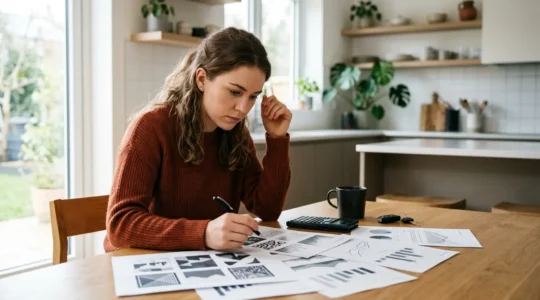 Jeune conducteur analysant des documents d'assurance auto pour optimiser ses coûts