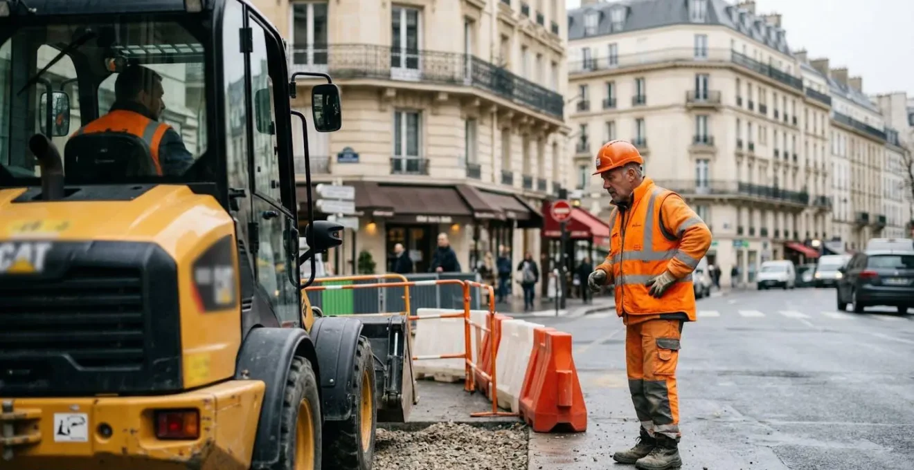 Engin de chantier traversant une zone urbaine nécessitant une assurance RC circulation