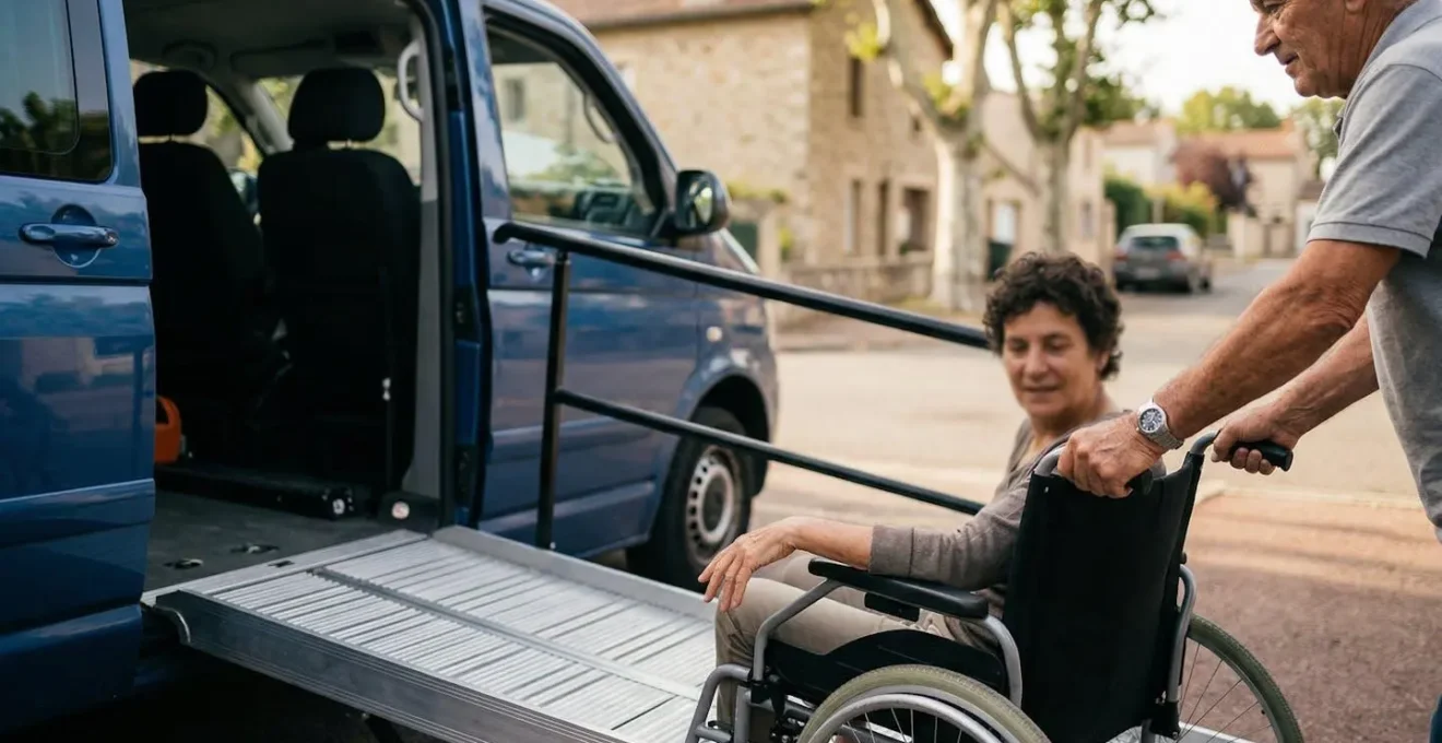 Installation d'une rampe d'accès pour fauteuil roulant à l'arrière d'un véhicule aménagé